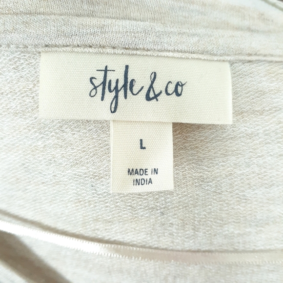 Style & Co Womens Top Size Large Long Sleeve Cream Pink Embroiderey 153 - Picture 4 of 5